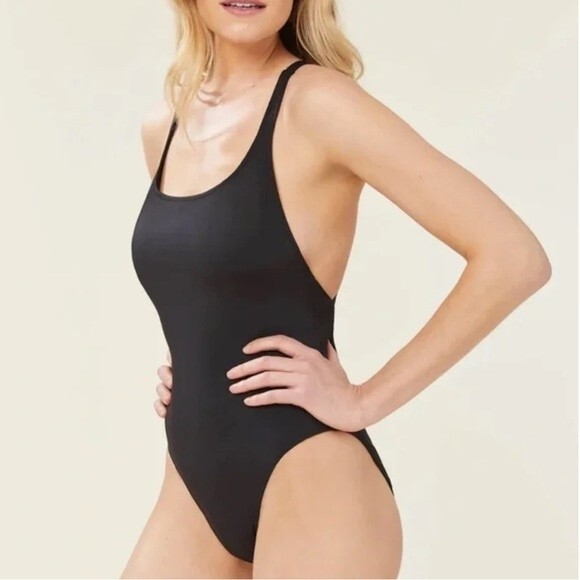 Andie The Marina Size Small Black One Piece Swimsuit Classic Strappy Open Back - Picture 5 of 9